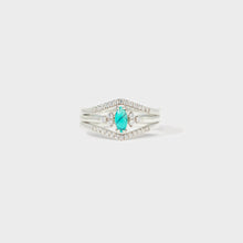 Load image into Gallery viewer, Turquoise V Shape Inlaid Zircon Ring
