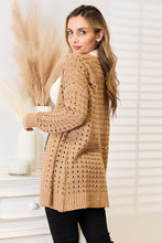 Load image into Gallery viewer, Woven Right Openwork Horizontal Ribbing Open Front Cardigan
