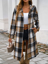 Load image into Gallery viewer, Plaid Long Sleeve Hooded Coat
