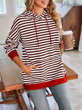 Load image into Gallery viewer, Lovelet Drawstring Striped Long Sleeve Hoodie
