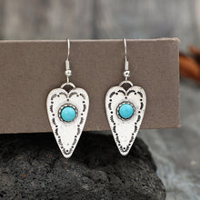 Load image into Gallery viewer, Alloy Turquoise Heart Dangle Earrings
