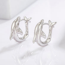 Load image into Gallery viewer, 925 Sterling Silver Zircon Dolphin Earrings
