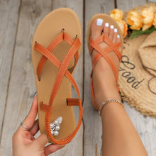 Load image into Gallery viewer, PU Leather Crisscross Flat Sandals
