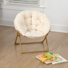 Load image into Gallery viewer, Kids Ivory/Soft Gold Faux Fur Saucer Chair
