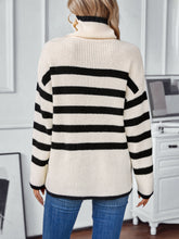 Load image into Gallery viewer, Buttoned Striped Long Sleeve Sweater
