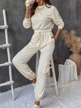 Load image into Gallery viewer, Round Neck Long Sleeve Top and Pants Set
