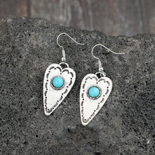 Load image into Gallery viewer, Alloy Turquoise Heart Dangle Earrings
