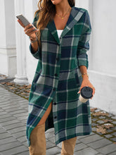 Load image into Gallery viewer, Plaid Long Sleeve Hooded Coat
