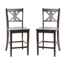 Load image into Gallery viewer, 2 pack Farmhouse Gray Wash Walnut Solid Wood Counter Stools
