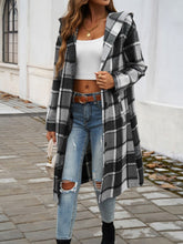 Load image into Gallery viewer, Plaid Long Sleeve Hooded Coat
