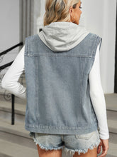 Load image into Gallery viewer, Pocketed Button Up Sleeveless Denim Jacket
