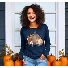 Load image into Gallery viewer, Pumpkins Floral Cozy Season long sleeve tee
