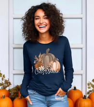 Load image into Gallery viewer, Pumpkins Floral Cozy Season long sleeve tee
