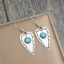 Load image into Gallery viewer, Alloy Turquoise Heart Dangle Earrings
