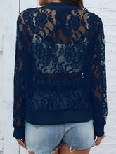 Load image into Gallery viewer, Sheer Lace Zip Up Long Sleeve Jacket
