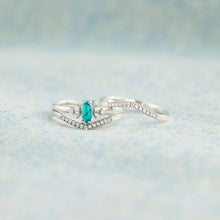 Load image into Gallery viewer, Turquoise V Shape Inlaid Zircon Ring
