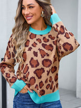 Load image into Gallery viewer, Leopard Round Neck Long Sleeve Sweater
