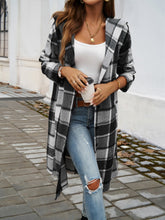 Load image into Gallery viewer, Plaid Long Sleeve Hooded Coat
