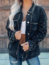 Load image into Gallery viewer, Studded Collared Neck Button Down Jacket
