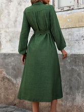 Load image into Gallery viewer, Collared Neck Long Sleeve Midi Shirt Dress
