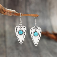 Load image into Gallery viewer, Alloy Turquoise Heart Dangle Earrings
