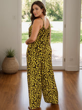 Load image into Gallery viewer, Full Size Leopard Scoop Neck Wide Leg Jumpsuit
