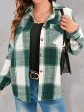 Load image into Gallery viewer, Full Size Pocketed Plaid Collared Neck Shacket
