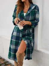 Load image into Gallery viewer, Plaid Long Sleeve Hooded Coat
