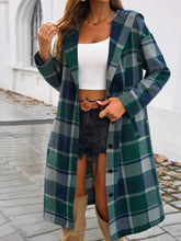 Load image into Gallery viewer, Plaid Long Sleeve Hooded Coat
