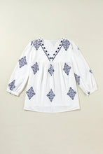 Load image into Gallery viewer, Printed V-Neck Three-Quarter Sleeve Blouse
