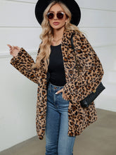 Load image into Gallery viewer, Fuzzy Leopard Hooded Long Sleeve Jacket
