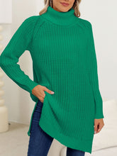 Load image into Gallery viewer, Slit Turtleneck Long Sleeve Sweater
