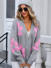 Load image into Gallery viewer, Flower Open Front Long Sleeve Cardigan
