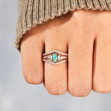 Load image into Gallery viewer, Turquoise V Shape Inlaid Zircon Ring
