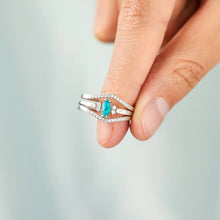 Load image into Gallery viewer, Turquoise V Shape Inlaid Zircon Ring
