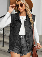 Load image into Gallery viewer, Pocketed Button Up Sleeveless Denim Jacket
