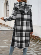 Load image into Gallery viewer, Plaid Long Sleeve Hooded Coat
