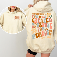 Load image into Gallery viewer, Created On Purpose Graphic Hoodie.
