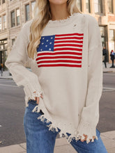 Load image into Gallery viewer, US Flag Distressed Round Neck Long Sleeve Sweater
