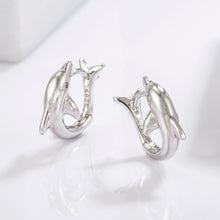 Load image into Gallery viewer, 925 Sterling Silver Zircon Dolphin Earrings
