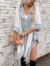 Load image into Gallery viewer, Fringe Half Sleeve Hooded Poncho
