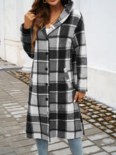 Load image into Gallery viewer, Plaid Long Sleeve Hooded Coat
