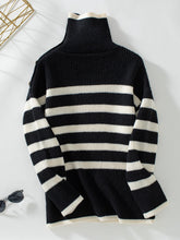 Load image into Gallery viewer, Buttoned Striped Long Sleeve Sweater
