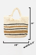 Load image into Gallery viewer, Fame Striped Straw Braided Tote Bag
