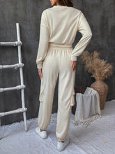 Load image into Gallery viewer, Round Neck Long Sleeve Top and Pants Set
