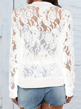 Load image into Gallery viewer, Sheer Lace Zip Up Long Sleeve Jacket
