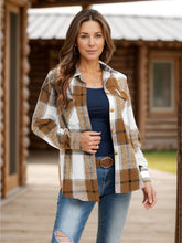 Load image into Gallery viewer, Full Size Pocketed Plaid Collared Neck Shacket
