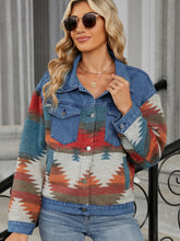 Load image into Gallery viewer, Geometric Button Up Long Sleeve Denim Jacket
