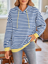 Load image into Gallery viewer, Lovelet Drawstring Striped Long Sleeve Hoodie
