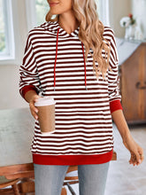 Load image into Gallery viewer, Lovelet Drawstring Striped Long Sleeve Hoodie
